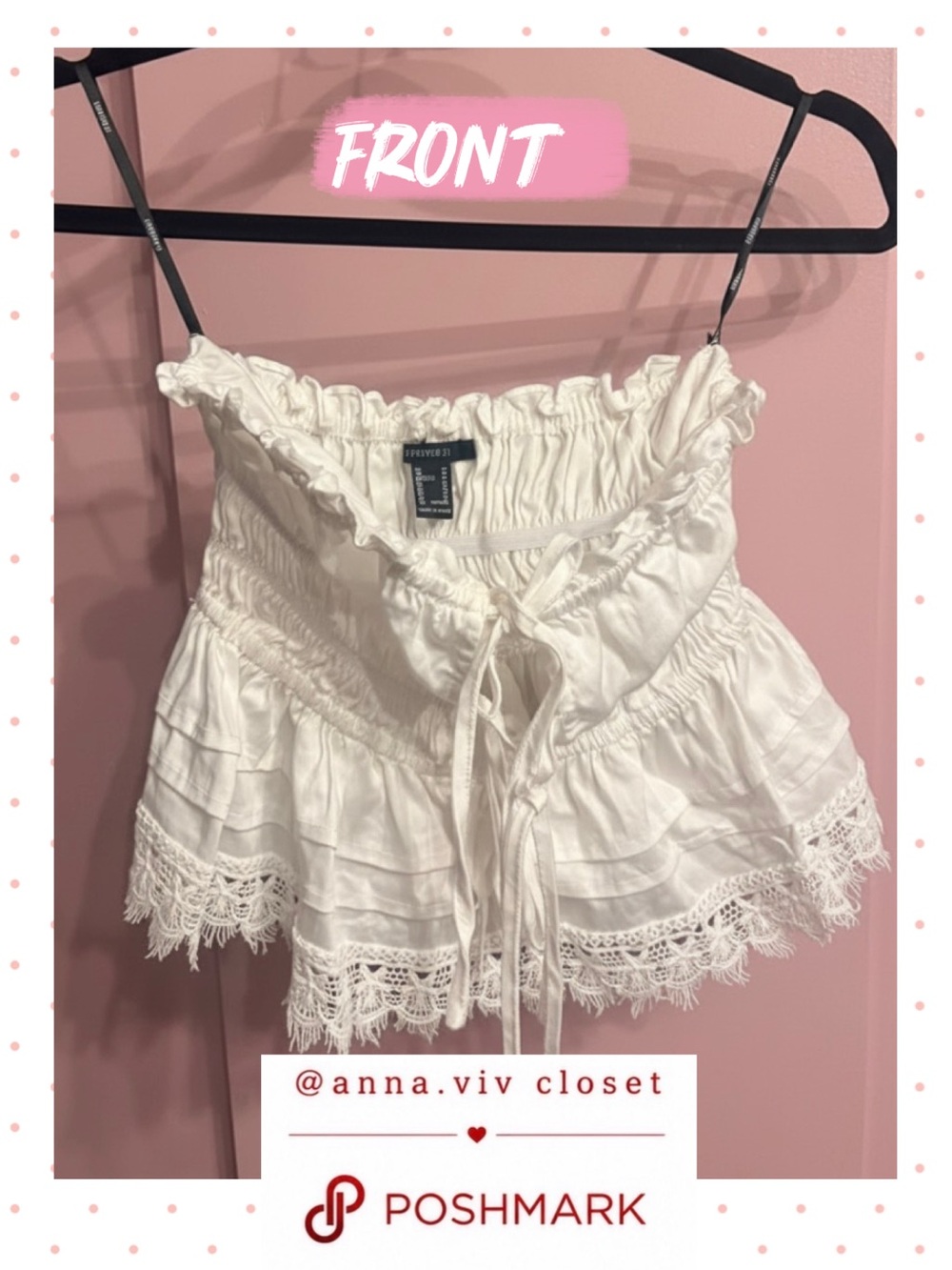 White Lace Tiered Tie on strapless top